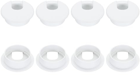 PATIKIL 50mm Desk Grommet, 8pcs Desk Cord Hole Cover Desk Cable Hole Grommet Cover Sturdy ABS Plastic Round for Cables Cabinets Desktop Equipment Wiring Organizing,U-Shaped, White