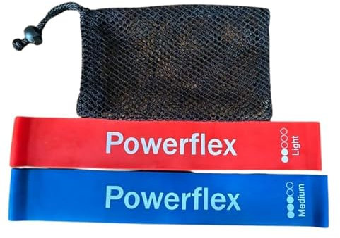 Bandes de Résistance Élastique Powerflex – Musculation Douce, Rééducation, Renforcement Musculaire et Articulaire – Élastiques Fitness Light & Medium avec Sac de Transport Pratique