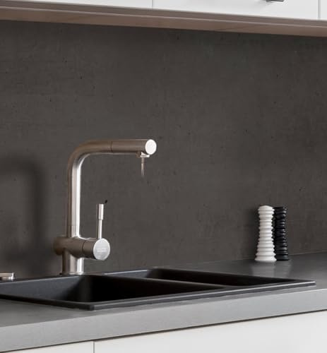 MyMaxxi Küchenrückwand selbstklebend – Matte, versteifte Spritzschutz Folie, günstige Alternative zu Glas, einfache Montage, leichte Reinigung – 60 cm hoch Motiv: Steinoptik grau B 400 cm x H 60 cm