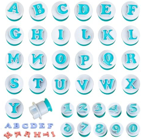 GIDWRIY 36 Piezas Cortadores Letras y Numeros,Moldes Letras y Numeros para Fondant,Cortador de Galletas Letras,Moldes para Hacer Galletas de Formas,Cortadores para Reposteria,Accesorios para Hornear