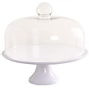 PLMNBQWE Alzata per Torte in Ceramica e Vetro con Coperchio – Espositore Alto per Dolci, Pane, pasticcini e Snack – Matrimoni, Feste e pomeriggi