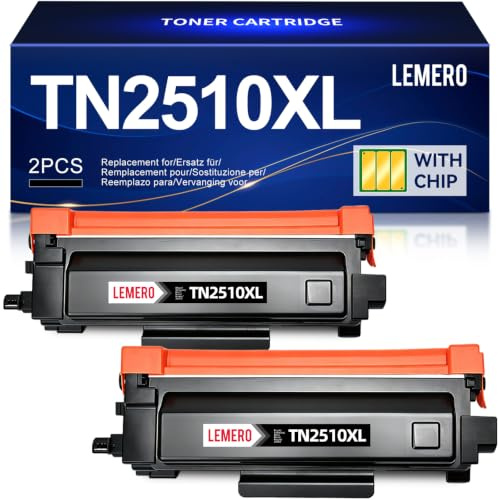 Lemero TN2510XL Toner MFC-l2800dw MFC-l2827dw Schwarz 3000 Seiten 2per-Pack | Kompatibel für Brother MFC-l2827dw hl-l2400dw mfc-l2835dw hl-l2400dwe mfc-l2860dwe dcp-l2660dw hl-l2445dw 2510 Tonerkartusche