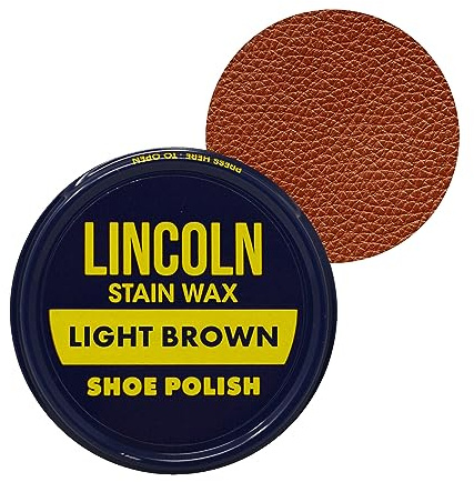 Lincoln Shoe Polish Wax - 2-1/8 oz | Made in USA Since 1925 - Light Brown