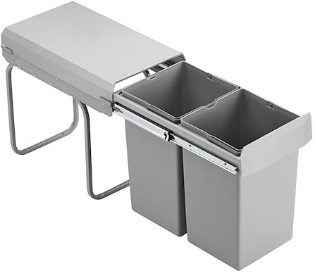 Wesco Double Boy Deluxe Mülleimer, Edelstahl, Alugrau