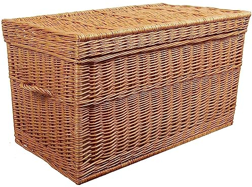 weeco Weidenkorb XL, Korbtruhe Truhe extra groß 80cm mit Deckel Wicker Chest