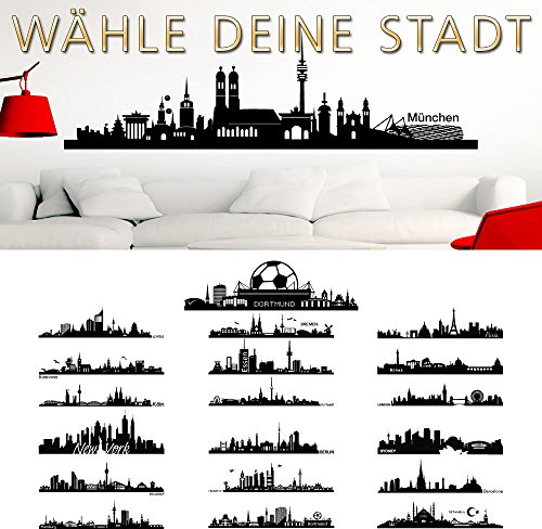 Wandaro Wandtattoo Skyline New York I schwarz (BxH) 140 x 49 cm I Wohnzimmer Städte der Welt selbstklebend Aufkleber Wandsticker Wandaufkleber Sticker W3290