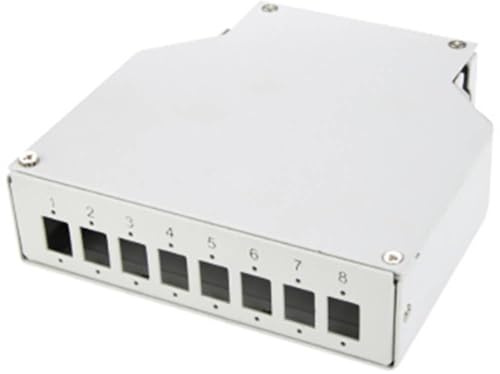 DIGITUS LWL Spleißbox – Für 8 LC Duplex Kupplungen – Unbestückt | Hutschienen-Montage – Mit Spleißhalter – 8 Port – Stahlgehäuse – DIN-Schiene – Grau
