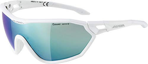 ALPINA S-WAY - Wasserabweisende und Beschlagfreie Sport- & Fahrradbrille Mit 100% UV-Schutz Für Erwachsene, white matt, One Size