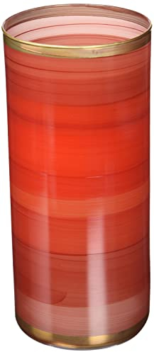 Angela neue Wiener Werkstaette Zylindervase Elegance Glasvase bemalt, veredelt mit Echtgold, Zylinderform, Glas, Rot, h = 25 cm, d = 11 cm
