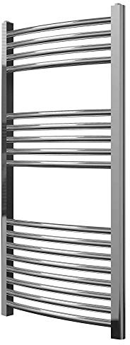 Greened House Chrome Heated Towel Rail Curved 500mm W x 1000mm H | Central Heating, Towel Radiator, Bathroom