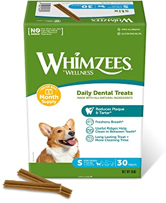 WHIMZEES Stix S, Fondo Mensile, 30 Pezzi – Taglia S, Snack per Cani di Piccola Taglia, Naturali & Senza Cereali, Vegetariane, Senza Zuccheri Aggiunti