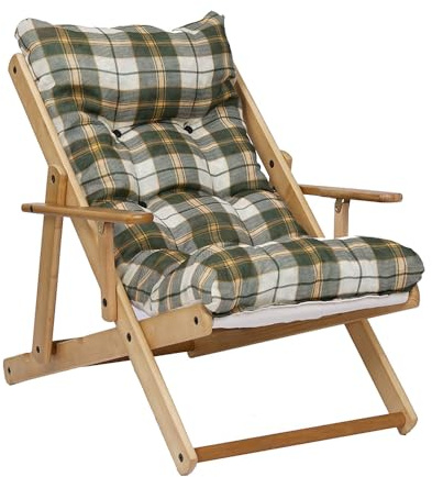 LIBEROSHOPPING.eu - LA TUA CASA IN UN CLIK Fauteuil Chaise Longue Relax inclinable 3 Positions en Bois Pliant (Vert écossais)