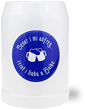 Bavariashop BierkrugBevor i mi aufreg, 0.5 Liter, Zünftige Geschenkidee für Sammler und Bierfans