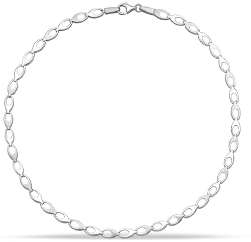 Vinani Damen Kollier ovalen Gliedern aus 925 Sterling Silver – Glänzendes und mattiertes Finish, elegantes zeitloses Schmuckstück, Damenschmuck, Halskette 2KOT