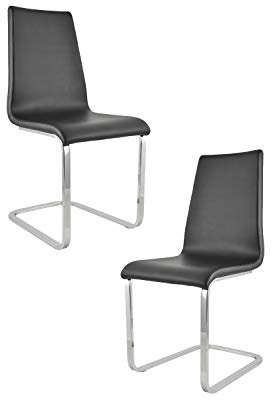 t m c s Tommychairs - Set 2 sillas Berlin Estilo Cantilever con Patas de Acero Cromado de Alta Resistencia y Asiento en Madera Multicapa, tapizado en Polipiel Color Negro