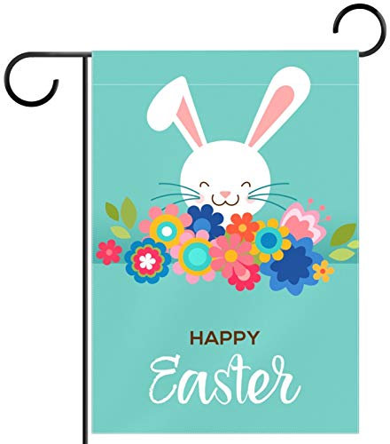 LAZEN Bannière de Pâques « Welcome House » pour terrasse, pelouse, cour extérieure, 30,5 x 45,7 cm - Drapeau double face - Décoration de jardin