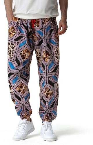 Baggy Printed Hippie Trousers Men Cotton Yoga Leisure Harem Pants Funky Loose Cuffed Pattern Hippy Lounge Bottoms Colourful Patterned Wide Leg Sweatpants-2-XXL