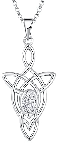 JO WISDOM Damen Kette Keltischem Knoten Silber 925 Halskette Anhänger mit 3A Zirkonia,Elbischer Schmuck für Mutter Tochter Frauen Mädchen,Schmuck für Frauen