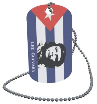 U24 Dog Tag Erkennungsmarke ID Tag an Kette Flagge Kuba Che Guevara Alu 30 x 50 mm