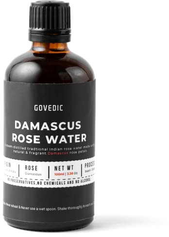 Govedic Reines Rosenwasser | 100% Lebensmittelqualität | Hautpflege | Dampfdestilliertes Damaszener Rosenwasser | 100ml 95.8 g