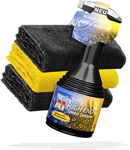 detailmate Dr. Wack - Set finitura lucida Dr.Wack A1 High End Speed Detailer 500 ml + 3 panni in microfibra Edgeless Superflausch 550 g/m², finitura vernice per auto con effetto loto