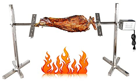 SENDERPICK Broche de barbecue automatique en acier inoxydable - 53 - Avec moteur - 220 V - 15 W - Charge maximale : 30 kg