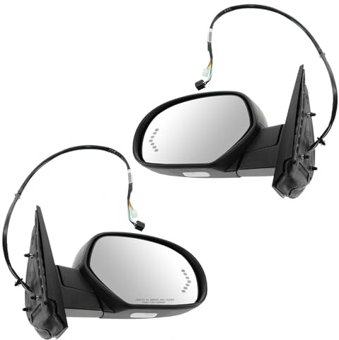 TRQ Driver and Passenger Side Mirror Assembly 2 Piece Set Power Heated No Memory Black Compatible with 2007-2013 Chevy Avalanche Suburban 2007-2014 Suburban GMC Yukon Yukon XL 1500