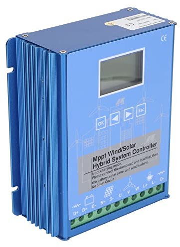 ciciglow Regolatore di carica ibrido solare eolico,solare fotovoltaico eolico 1000W 8100W,LCD,identificazione automatica 24V 48V,MPPT,per turbina eolica,pannello solare,