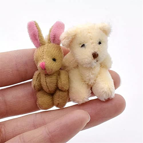 VIONNPPT 2er-Set Mini-Puppen Kaninchen und Bär 1:12 Miniatur Puppenhaus Zubehör, Schön Desktop Ornament Anhänger, Puppe Modell Geschenk für Dollhouse Wohnzimmer Haus
