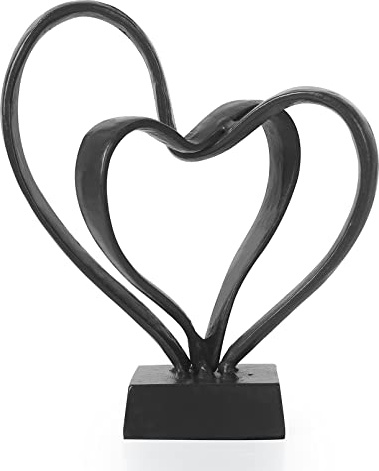 Dreamseden Estatua de corazón Moderna romántica de Dos Corazones, Escultura de Hierro Fundido, Pareja entrelazada, Corazones Dobles, Figura Decorativa de Metal para San Valentín, Boda, Aniversario,
