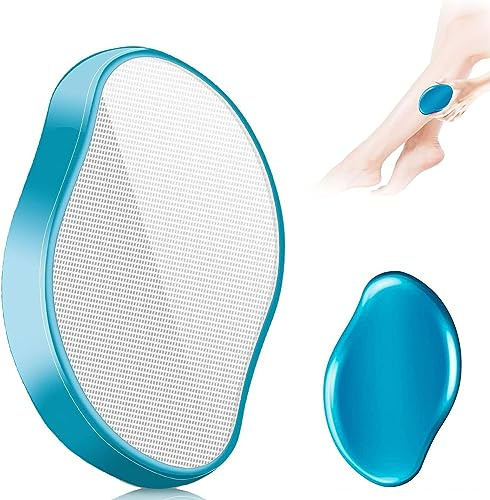 Aoderda Borrador de pelo de cristal para mujeres y hombres, herramienta de depilación mágica sin dolor, removedor de vello de cristal, borrador mágico para espalda, brazos, piernas (azul claro)