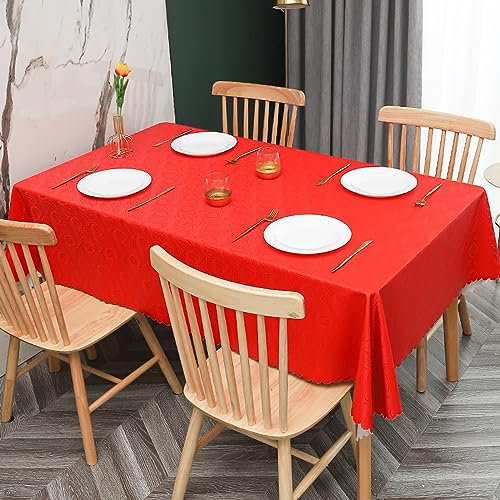 XQSSB Tischdecke Tischwäsche Tischtücher Wasserabweisend Anti heiß Tischdecke Wachstuchdecke Rot C 140 × 180 cm