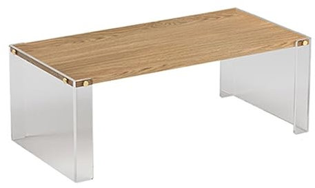 ZzZana Acryl-Endtisch, Nachttisch Couchtische, mit Hölzerner Tischplatte, Lang Klar Gebogen Niedriger Tisch, für Wohnzimmer, Büro, Lounge, Schlafzimmer (Size : 60x30x30cm)