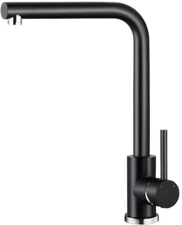 Hochdruck Wasserhahn Küche Schwarz, Küchenarmatur Schwarz mit 360° Drehbar Hoher Auslauf, Mischbatterie Küche aus Edelstahl, Einhebel Spülarmaturen Küche