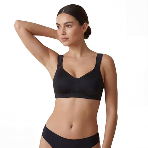 Selene, Reggiseno Contenitivo Donna con Fascia Anatomica, Senza Ferretto e Imbottitura, con Spalline Larghe Comfort, Collezione Elvira, Colore Nero, Taglia 7C