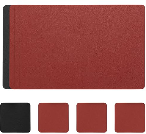 Myir JUN Tischsets abwaschbar doppelseitige Leder Platzsets abwaschbar | 4er Set Tischsets und Untersetzer Platzdeckchen abwaschbar rutschfest umkehrbar Tischsets Lederoptik Untersetzer Teller