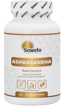 Sowelo - Ashwagandha Wurzelextrakt Sabinsa Europe, 120 Tabletten, Hochdosiert, Withanolide, Alkaloide, Withaferin, Nahrungsergänzungsmittel