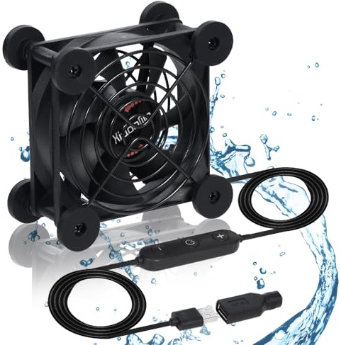 Xiaoqijia Quiet 80mm USB Fan 10-Speed Waterproof 5V/DC 12V for TV & DVR | Quiet 80mm USB fan, 10-speed, 5V/DC 12V dual voltage. IPX5 waterproof, 15dB silent, double ball bearing. TV, DVR, greenhouse.