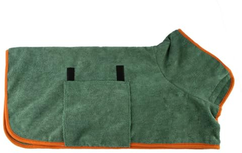 ZYTECO Tragbarer Bademantel Für Haustiere Verstellbar Weiche Mikrofaser Super Saugfähig Schnell Trocknend Bademantel Für Hunde Und Katzen,Grün,3XL