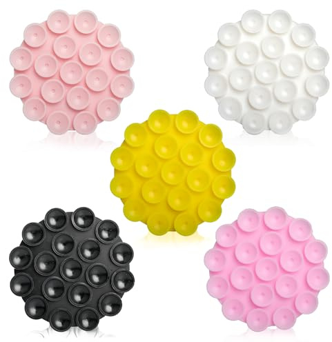 Ktxaby 5PCS Silicone Phone Holder With Suction Cup Mount - Multipurpose Adhesive Mat for Car in 5 Colors