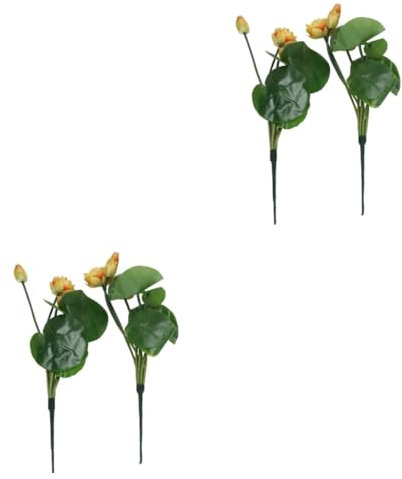MAGICLULU 4 Stück Packung Simulierter Kleiner Lotus Grüne Künstliche Blumen Gefälschte Verzierung Künstliche Lotusblume Schreibtischaufsatz Hochzeitsdekoration Mini Haushalt Falsche Seerose