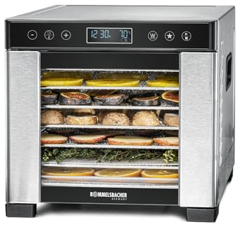 ROMMELSBACHER Deshidratador DA 650, superficie de deshidratación, 0,5 m², incluye 7 bandejas de deshidratación de acero inoxidable, 1 deshidratador, 1 bandeja de deshidratación, pantalla LCD,