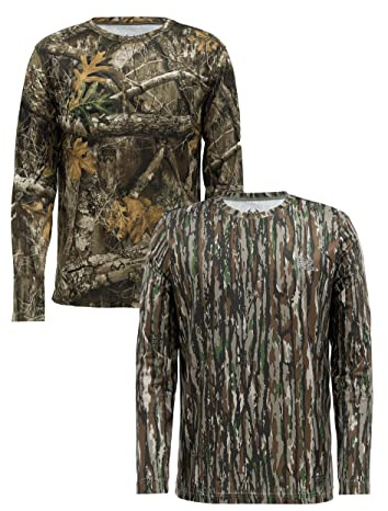 Realtree Men's 2 Pack Long Sleeve Performance Tees, Realtree Edge/Original, X-Large