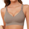 TOMEEK Reggiseno Senza Ferretto da Donna, Cuciture Comodo Reggiseno Scollo a V Bustino con Imbottitura Comfy Bralette Seamless Cinghie Regolabili Base Top Corsetto(Grigio,S)