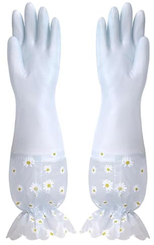 Cleaning Gloves - PVC Rubber Gloves | Multipurpose Dish Gloves | Hands Protection Washing Up Gloves | Long Sleeves Household Gloves for Dish Washing Kitchen Washroom