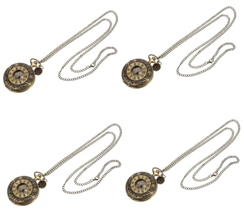 WRITWAA 4stücke Retro Taschenuhr Für Herren Und Damen Dekorative Taschenuhr Mit Antikem Design Kleine Uhr Im Vintage-Stil Für Und Besondere Anlässe Langlebig Und Präzise