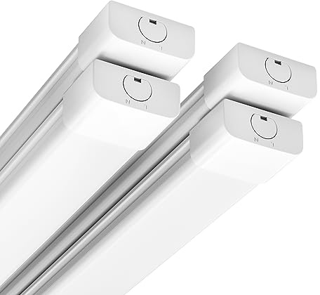 Anten 4stk Feuchtraumleuchte LED 60cm, 18W 2000LM LED Neonröhre, Neutralweiß 4000K Feuchtraumlampe, IP65 Wasserfest Wannenleuchte, Werkstattlampe, Kellerleuchte, Deckenleuchte für Büros Lager Garage