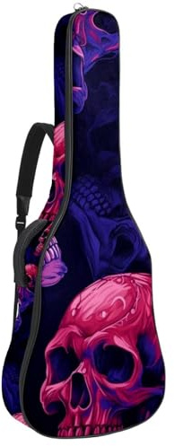 Tasche für Bassgitarre mit Halloween-Totenkopf 33, Tasche für Akustikgitarre, 101,6 cm (40 Zoll) E-Gitarrenkoffer, wasserdichte Oxford-E-Gitarre, Gigbag für akustische Konzertgitarre, Ukulele,