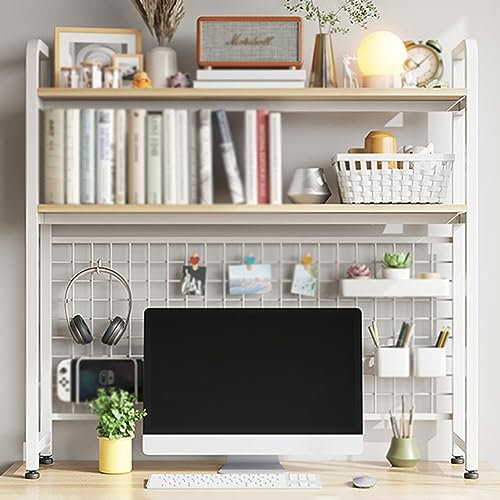 Schreibtischregal für Schlafsaal, 2 Etagen, Schreibtisch-Bücherregal zum Organisieren von Büchern, platzsparender Buch-Organizer für Computer-Schreibtischplatte