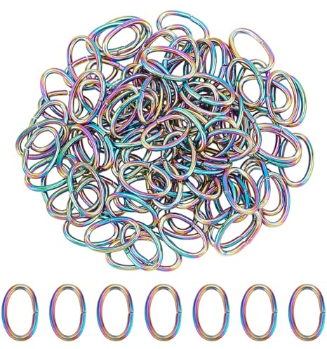 arricraft 100 Stück Offene Ovale Biegeringe 304 Verbindungsring Aus Edelstahl Regenbogenfarbe Gold Biegeringe Charms Zum Basteln von Schmuck Armbändern Und Halsketten 8x5mm
